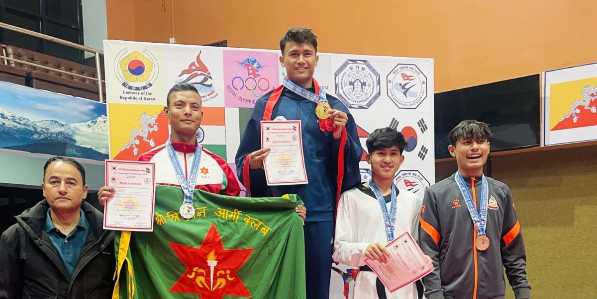 कोरियन एम्बेस्डर अन्तर्राष्ट्रिय तेक्वान्दोमा नेपाल पुलिस क्लबका सुमितलाई स्वर्ण