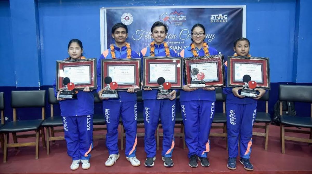 दक्षिण एसियाली युथ टेबलटेनिसका पदक विजेता खेलाडी सम्मनित