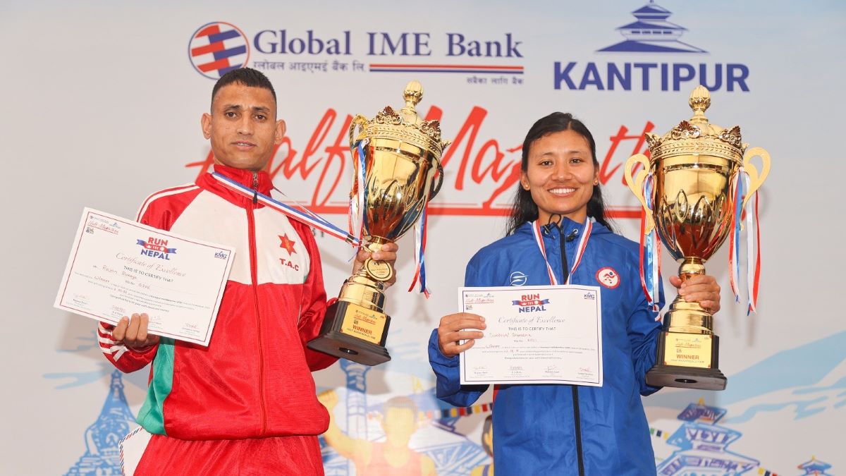 राजन र सन्तोषीलाई कान्तिपुर हाफ म्याराथनको उपाधि