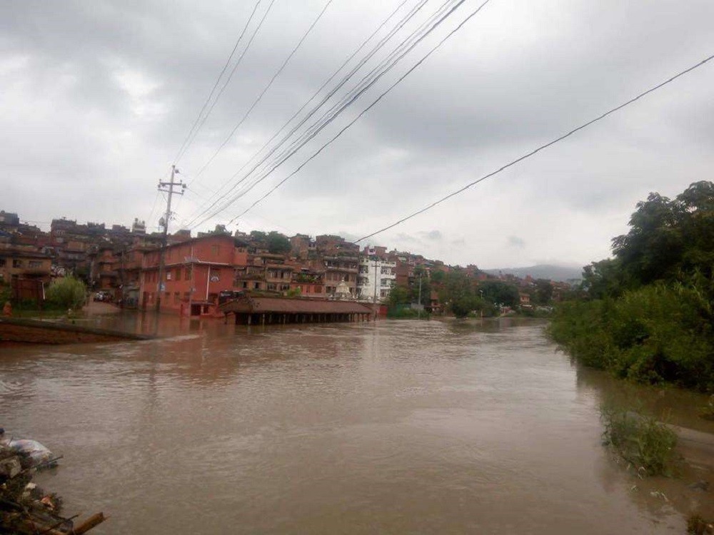 अबिरल बर्षाका कारण फेरि डुब्यो भक्तपुर